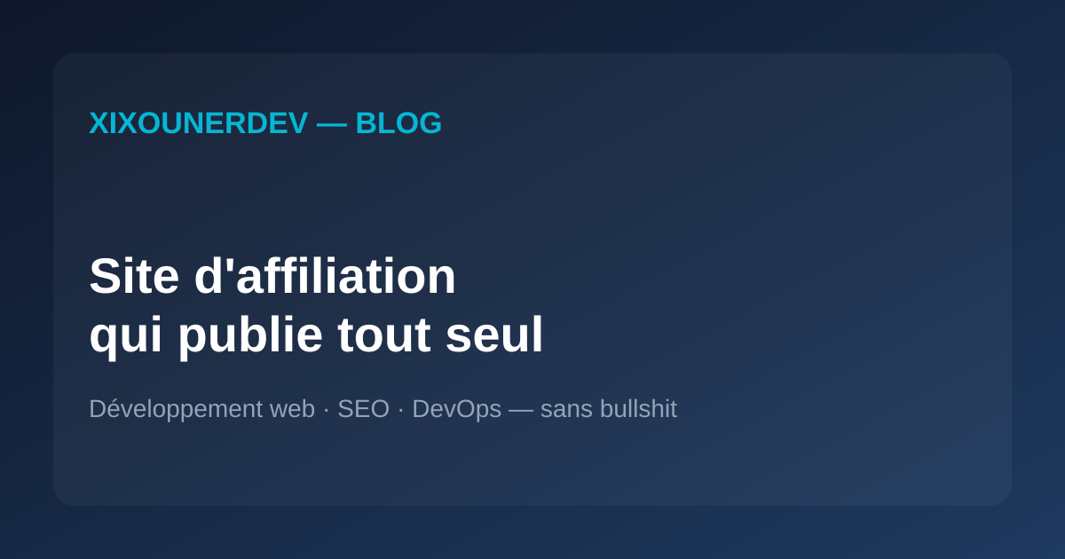 J'ai créé un site d'affiliation qui publie 5 articles par jour sans écrire une ligne — voici la machine